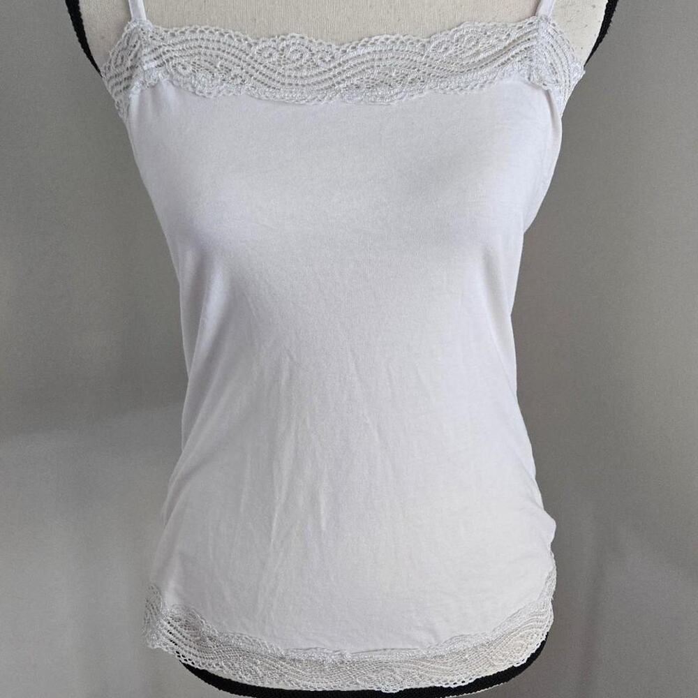 Ann Taylor white lace trim tank top Size S  
y2k 2000s retro